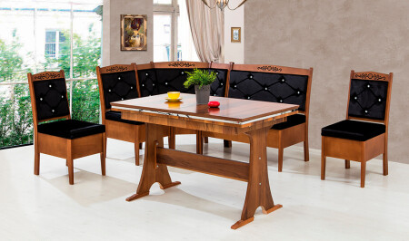 Avangarde Küchen-Eckset Walnuss – Schwarz - Cadde Yıldız