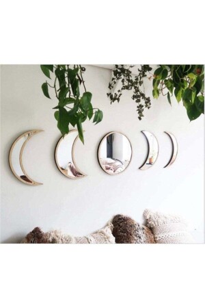 Ay Evresi Duvar Ayna Seti 5 Parçalı – Akçaağaç Mdf Ve Pleksi Ayna - Wooden Factory