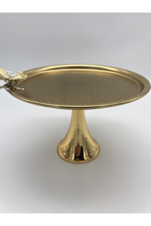 Ayaklı Gold Metal Yuvarlak Çay, Kahve Ve Servis Sunum Tepsisi AMT560 - Fiyakalı Ürünler Atölyesi