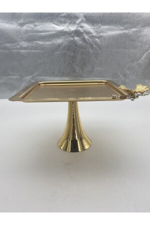 Ayaklı Kare Gold Metal Çay Ve Kahve Servis Tepsisi, Pasta, Kek, Kurabiye Sunum Tepsi TYC00522420849 - Fiyakalı Ürünler Atölyesi