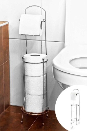 Ayaklı Tuvalet Kağıtlığı Wc Kağıtlık Paslanmaz Yedekli Tuvalet Kağıtlığı Wc-1 - 1