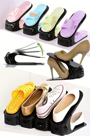 Ayarlanabilir 4 Kademeli Ayakkabı Rampası 5'li Set Siyah NDY-AY-000016 - 5