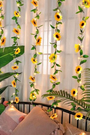 Ayçiçeği Işıklı Ayçiçeği Yapay Sarmaşık - Bukashops