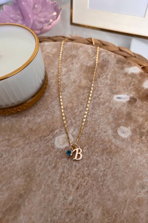 B Harfli Ve Nazar Sallantılı Ince Zincirli Kolye - Trendy Butik