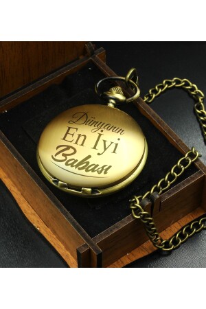 Babalar Gününe Özel Ahşap Kutulu Köstekli Cep Saati A152655 - Apollon Gift