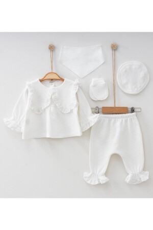 Baby Girl Scalloped Hospital Release Ecru 5-teiliges Neugeborenen-Set 0–3 Monate - Babylim