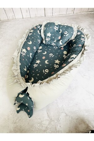 Baby Nest Penguen Fırfırlı Ortopedik Çift Taraflı Bebek Yatağı Anne Yanı Bebek Yatağı P10631S7692 - 1