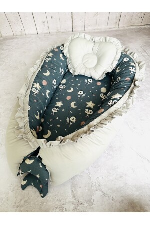 Baby Nest Penguen Fırfırlı Ortopedik Çift Taraflı Bebek Yatağı Anne Yanı Bebek Yatağı P10631S7692 - 3