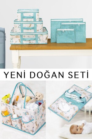 Baby-Set für Neugeborene – Koffer-Organizer – Pflege- und Babypflegetasche Blau - Pazar Kapısı