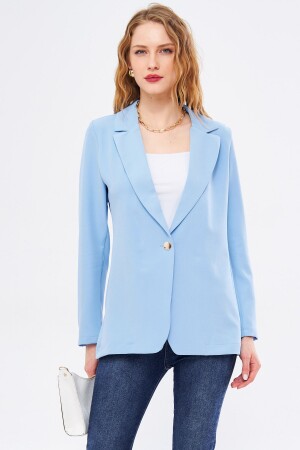 Babyblauer Damen-Blazer mit einem Knopf, ARM-20K001020 - Armonika