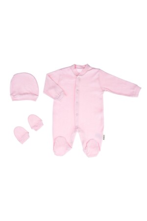 Babyoverall mit Mütze, Handschuhen, Druckknöpfen und Stiefeletten, Puder - Necix's