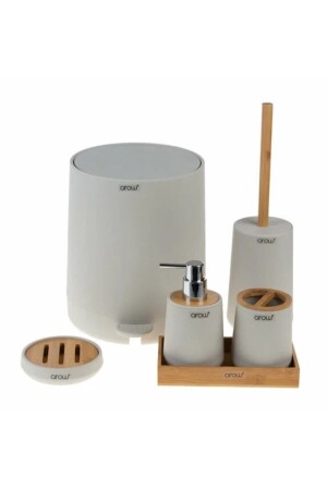 Badezimmer-Set, 6-teilig, Acryl und Bambus - Arow