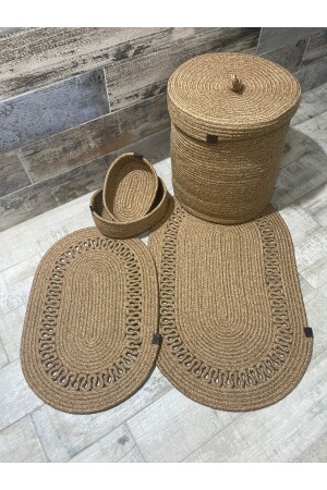 Badezimmer-Set – Badezimmer-Set – Schmutzkorb – Mopp-Set – ovaler Korb – Wäschekorb – Dekor-Badezimmer-Set - Ersu Ahat Home Design Ea