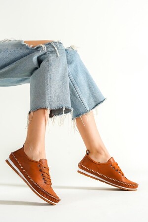 Ballerinas aus echtem Leder in Hellbraun für Damen, Leder, Dp16-0061, DP16-0061 - Deripabuc