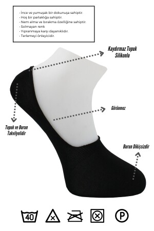 Bambu Erkek Babet Siyah Çorap Dikişsiz Görünmez Kaydırmaz Topuk Silikonlu 6'lı Paket KÇ-BEB - 2