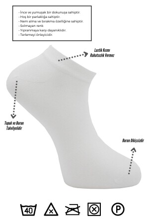 Bambu Erkek Patik Beyaz Çorap Dikişsiz 6'lı Paket KÇ-BP - 2