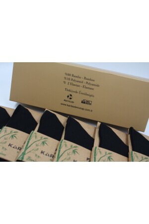 Bambu Erkek Soket Uzun Düz Siyah Çorap Dikişsiz 6'lı Premium Kutulu KÇ-BES-SYH-KUTU - 3