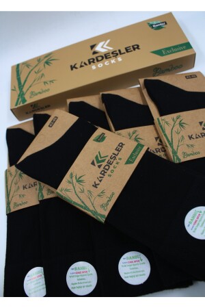 Bambu Erkek Soket Uzun Düz Siyah Çorap Dikişsiz 6'lı Premium Kutulu KÇ-BES-SYH-KUTU - 5