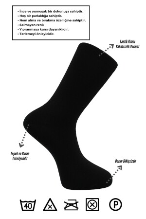 Bambu Erkek Soket Uzun Düz Siyah Çorap Dikişsiz 6'lı Premium Kutulu KÇ-BES-SYH-KUTU - 4
