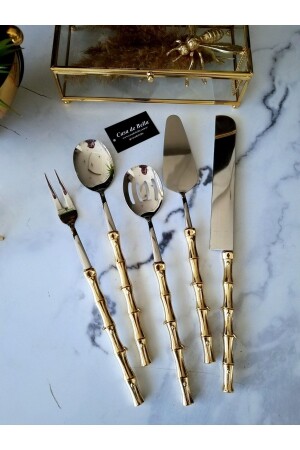 Bambu Görünümlü 5 Parça Çelik Servis Seti TR4279 - CASA DE BELLA