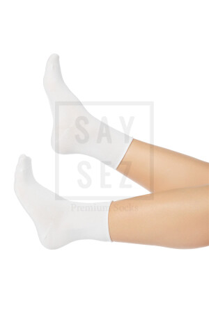 Bambu Kadın Lastiksiz Beyaz Soket Dikişsiz Premium Çorap 3'lü Paket / İz Bırakmaz / Sıkmayan Çorap SYSZ-K-SKT-3LU - 4