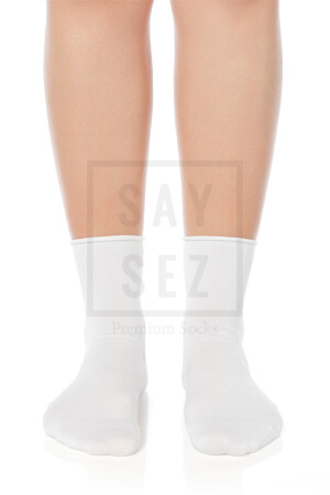 Bambu Kadın Lastiksiz Beyaz Soket Dikişsiz Premium Çorap 3'lü Paket / İz Bırakmaz / Sıkmayan Çorap SYSZ-K-SKT-3LU - 7