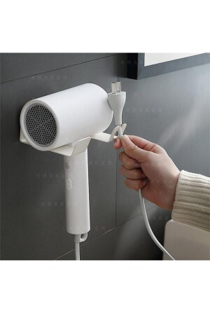 Banyo Düzenleyici Set Havluluk Tuvalet Kagıtlıgı Şampuanlık Saç Kurutma Makina Askısı Y-01-BEYAZ - 7