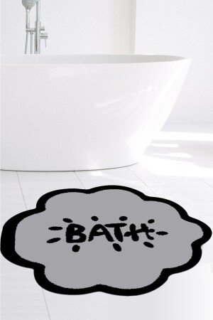 Banyo Paspası, Bath Yazılı, 80cmx80cm, Yuvarlak, Kaymaz Taban Halı bath8003 - 2