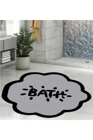 Banyo Paspası, Bath Yazılı, 80cmx80cm, Yuvarlak, Kaymaz Taban Halı bath8003 - 3