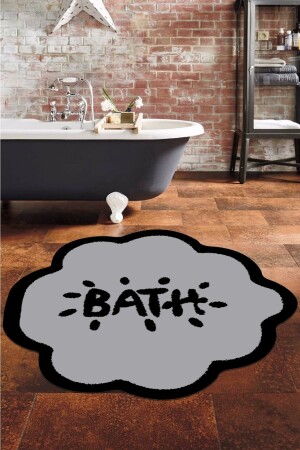 Banyo Paspası, Bath Yazılı, 80cmx80cm, Yuvarlak, Kaymaz Taban Halı bath8003 - 4