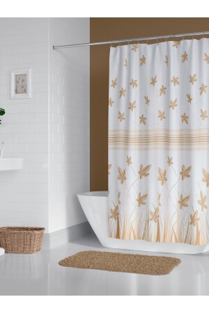 Banyo Perdesi Sonbahar Desen Yerli Üretim Duş Perdesi C-Halka Hediye 180x200cm Banyo Perdeleri Duş Perdeleri - 1