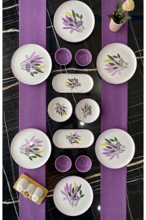 Başak Lila 6 Kişilik 14 Parça Kahvaltı Takımı - Yiğit Seramik Züccaciye