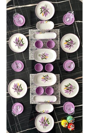 Başak Lila 6 Kişilik 24 Parça Kahvaltı Takımı - Yiğit Seramik Züccaciye