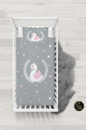 Başak ve Kuğu Desenli Bebek Nevresim Takımı Çarşaflı TLABN-237 - Talia Home