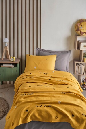 Baskılı Pike Takımı Tek Kişilik Dide Sarı - Eponj Home