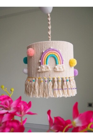 Bebek - Çocuk Odası %100 El Işçiliği Makrome Gökkuşaklı Bebek Ve Çocuk Odası Avize (duy Dahil) AVZ1 - Tasarı Sanatı