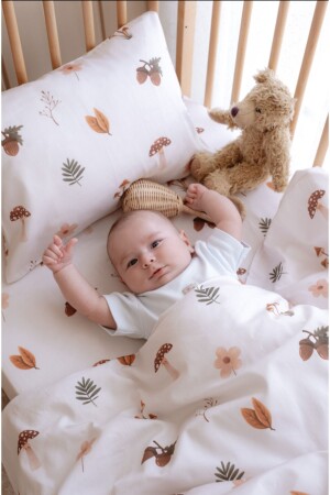 Bebek Beşik- Park Yatak- Anne Yanı (60X120 CM) Nevresim & Çarşaf Takımı- Pamuk Saten - Forest - Lollie Baby&Kids