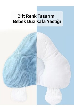 Bebek Yastığı, Düz Kafa Yastığı, Bebek Kafa Yastığı, Ayarlanabilir Düz Kafa Sendromu Önlem mavi beyaz - 3