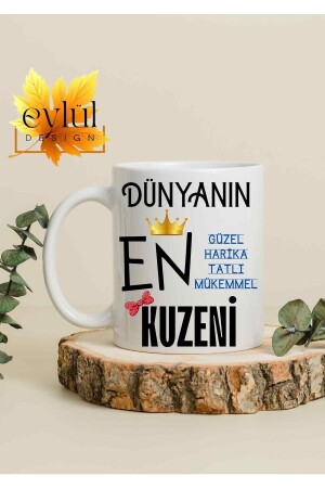 Bedruckte Tasse mit besonderem Design und Aufschrift „The World's Greatest Cousin“ als Geburtstagsgeschenk kuzen07052023002 - Eylül Design