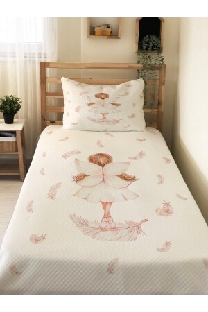 Bedrucktes Einzel-Piqué-Set für Babys und Kinder mit geflügelter Prinzessin, 160 x 230 cm, Weiß - Evmila