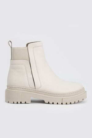 Beigefarbene Chelsea-Stiefel und Stiefeletten aus echtem Leder für Damen - Tunaelli