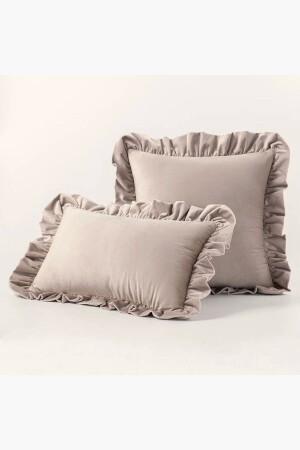 Bej Country Fırfırlı Dikdörtgen Kırlent Kılıfı Yumuşak Dokulu Vintage- İskandinav- Bohem- Yılbaşı - Bc Home