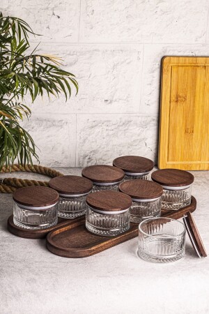 Bella 10-teiliges Tablett, Holz-Vakuumdeckel, Glas-Frühstücks-Mehrzweck-Snackschüssel aus Glas, 235 ml - Snippy