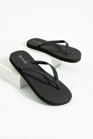 Bequeme Basic-Flip-Flops für Damen in Schwarz, Strandpantoffeln, Flipflops BER100001TER - Bermody