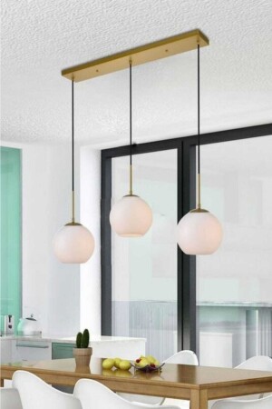 Beryl 3-teiliger antiker Reihen-Hängelampen-Kronleuchter (weißes Glas) BRL-SRL-ESKT-03 - BSA LIGHTING