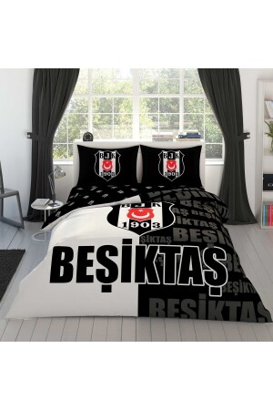 Beşiktaş Parçalı Logo Pamuk Çift Kişilik Nevresim Takımı - 1