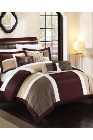 Bettbezug-Set aus Baumwollsatin für King-Size-Betten, gemischte Farben byk341 - METİNEV