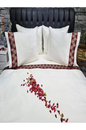 Bettbezug-Set aus Baumwollsatin mit Stickerei nkş5486 - Çeyizci Sokağı