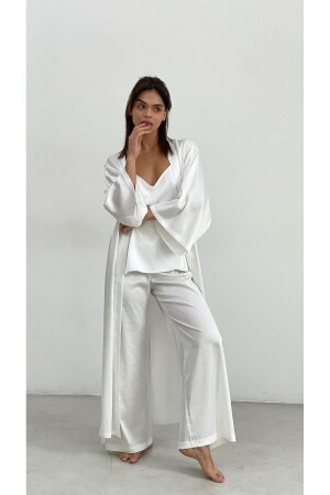 Beyaz 3lu Pijama takımı sabahlık - Lousa