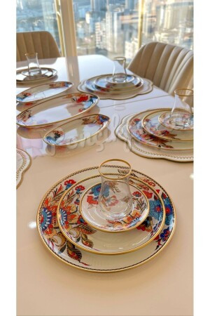 Beyaz Çiçek Desenli 34 Parça Kahvaltı Pasta Seti 34PRÇST - PONCİKPAZAR